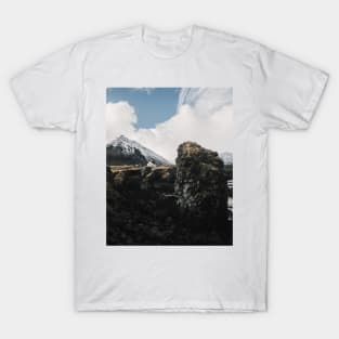 Cozy Mountain Cabin In Iceland - Landscape Photography T-Shirt